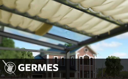 Seilspannmarkise auf Terrasse