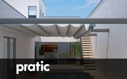 Pergolamarkise für Innenhofpool mit Terrasse