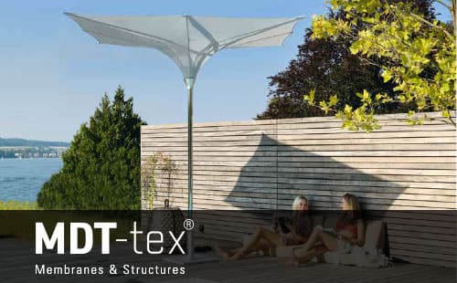 Tulip Membransystem als Schattenspender auf Terrasse